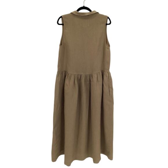 Frank & Eileen Daphne Sleeveless Dress In Biscuit Washed Linen Maxi Size Large - Picture 9 of 14